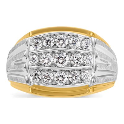 Men's 14K Two-Tone Gold 3-Row Diamond Ring Mounting – view 7