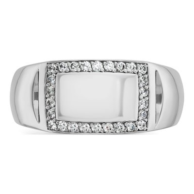 Men's 14K White Gold Diamond Signet Ring Mounting – view 6
