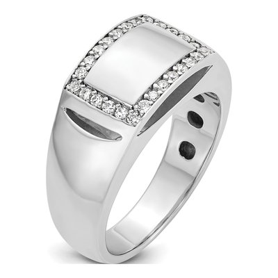 Men's 14K White Gold Diamond Signet Ring Mounting – view 8