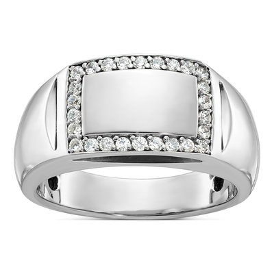 Men's 14K White Gold Diamond Signet Ring Mounting