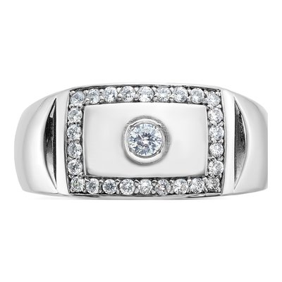 Men's 14K White Gold Diamond Rectangle Ring Mounting – view 4