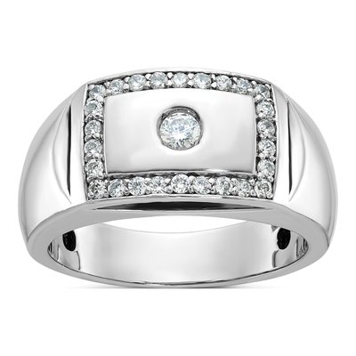 Men's 14K White Gold Diamond Rectangle Ring Mounting