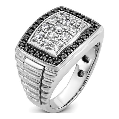 Men's 14K White Gold Black Diamond Ring Mounting – view 6