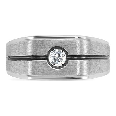 Men's 14K White Gold Black Diamond Ring Mounting – view 6
