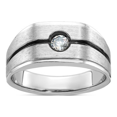 Men's 14K White Gold Black Diamond Ring Mounting