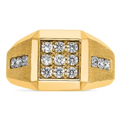 Men's 10K Yellow Gold Diamond Square Cluster Ring Mounting – view 4