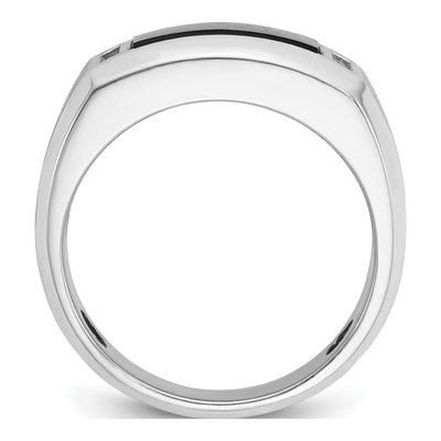 Men's 14K White Gold 1/15 ct tw Onyx & Diamond Rectangle Ring – view 2
