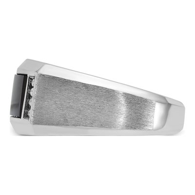Men's 14K White Gold 1/15 ct tw Onyx & Diamond Rectangle Ring – view 5