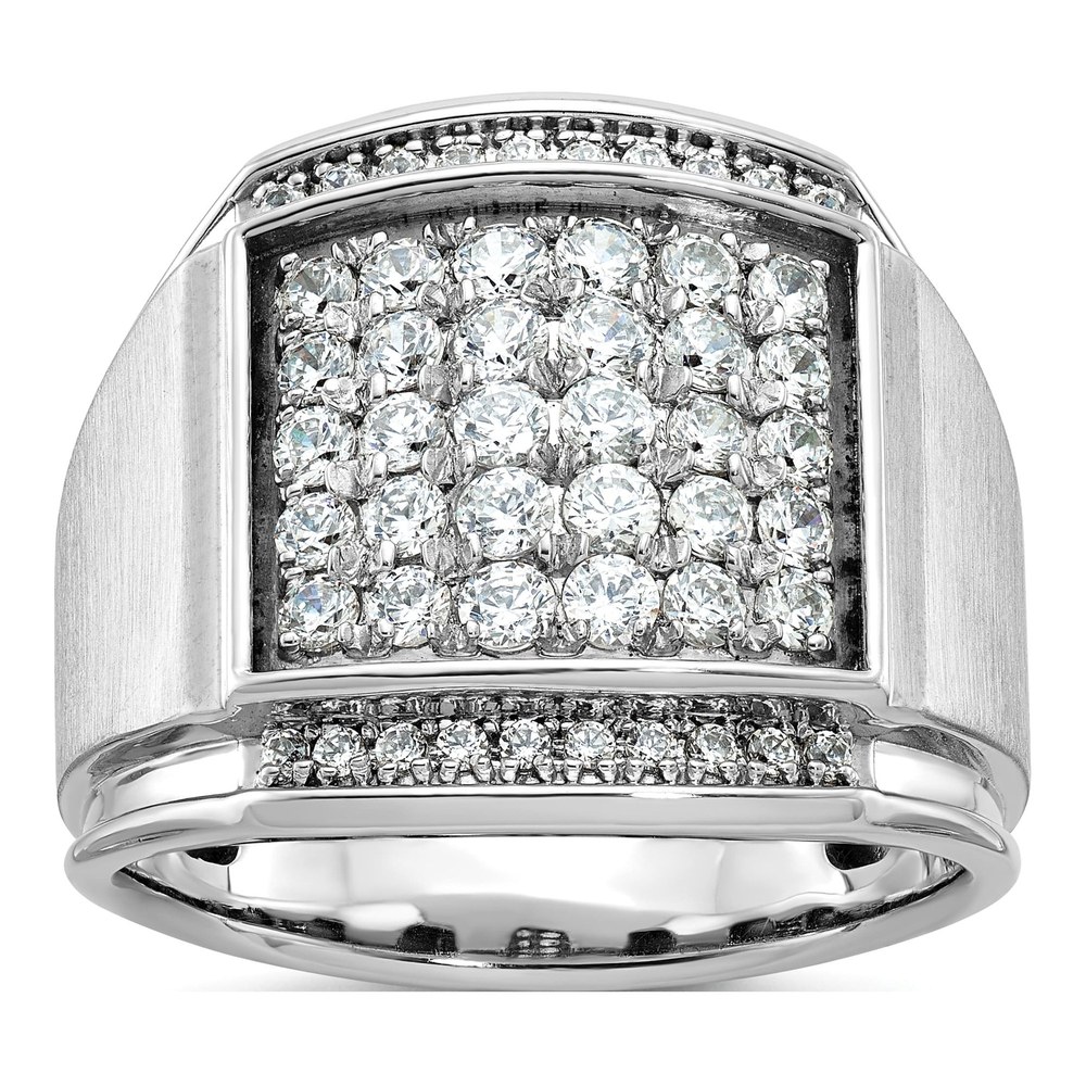 Ib Goodman 14K White Gold Rhodium-Plated Mens Polished And Satin 1.5 Carat Aa Quality Diamond Cluster Ring