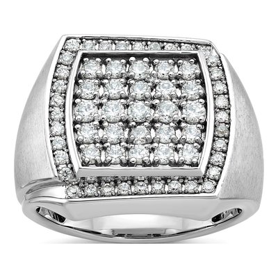 Men's 14K White Gold Diamond Cluster Ring Mounting