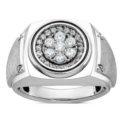 Men's 14K White Gold 3/4 ct tw Diamond Halo Ring