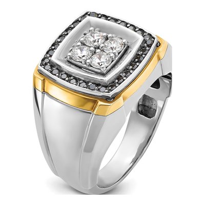 Men's 10K Two-Tone Gold 3/4 ct tw Black Diamond Cluster Ring – view 8