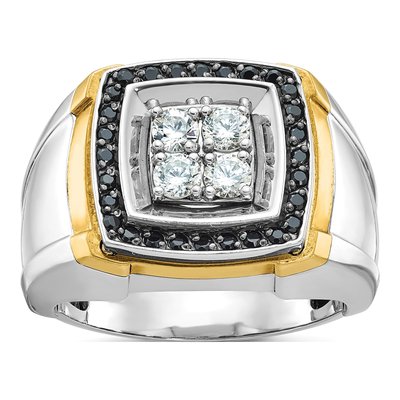 Men's 14K Two-Tone Gold Black Diamond Ring Mounting