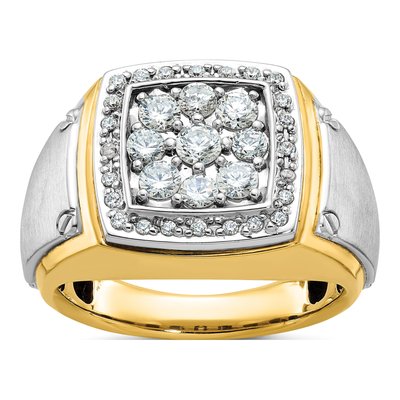 Men's 10K Two-Tone Gold 1 ct tw Diamond Cluster Ring