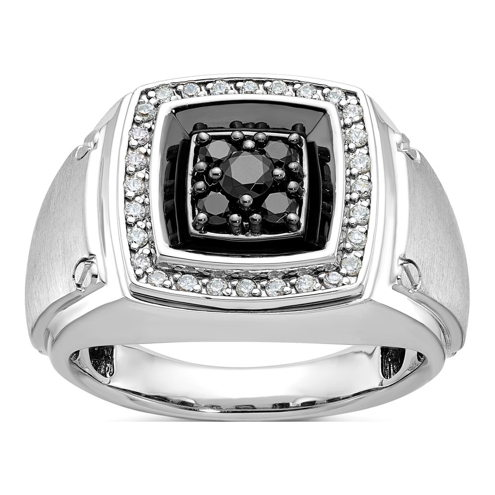 Men's 14K White Gold Black & White Diamond Ring