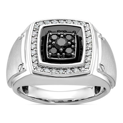 Men's 14K White Gold Black Diamond Ring Mounting