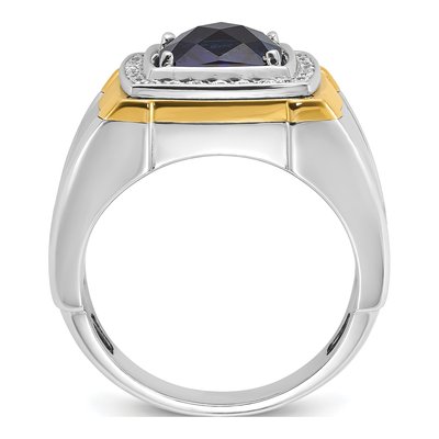 Men's 14K Two-Tone Gold Diamond Sapphire Ring Mounting – view 2