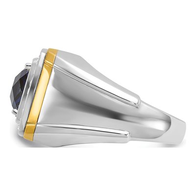 Men's 14K Two-Tone Gold Diamond Sapphire Ring Mounting – view 5