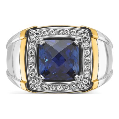 Men's 14K Two-Tone Gold Diamond Sapphire Ring Mounting – view 6