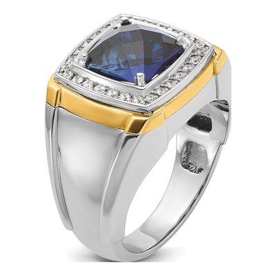 Men's 14K Two-Tone Gold Diamond Sapphire Ring Mounting – view 8