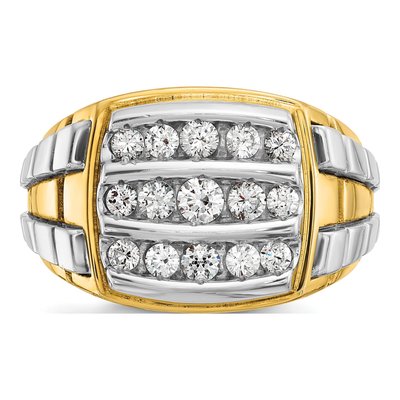 Men's 14K Two-Tone Gold 3-Row Diamond Cluster Ring Mounting – view 6
