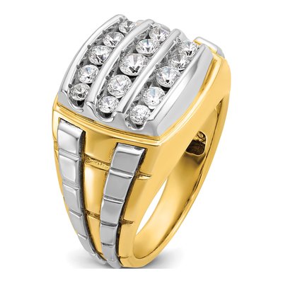 Men's 14K Two-Tone Gold 3-Row Diamond Cluster Ring Mounting – view 8