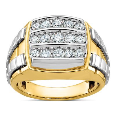 Men's 14K Two-Tone Gold 3-Row Diamond Cluster Ring Mounting