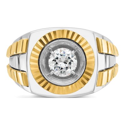Men's 10K Two-Tone Gold Textured Ring Mounting – view 4