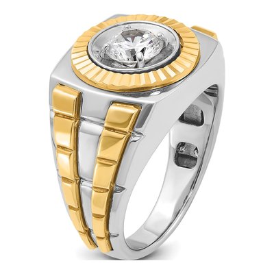 Men's 10K Two-Tone Gold Textured Ring Mounting – view 6