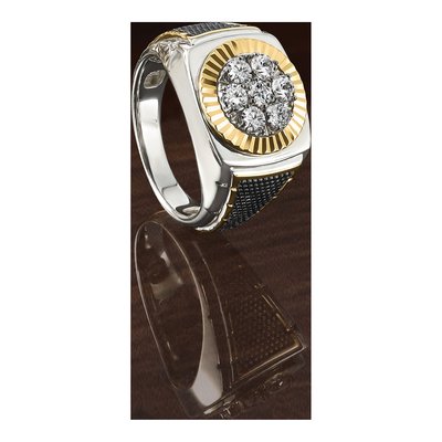 Men's 10K Two-Tone Gold Cluster Ring Mounting – view 2