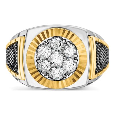Men's 10K Two-Tone Gold 1 ct tw Diamond Cluster Ring – view 6