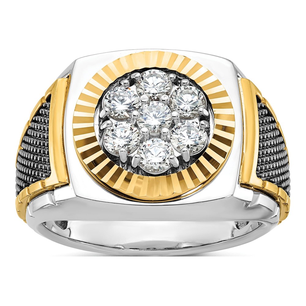 Men's 10K Two-Tone Gold 1 ct tw Diamond Cluster Ring