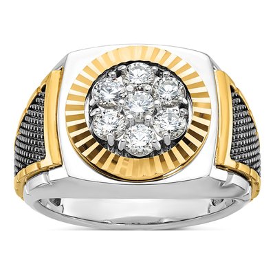 Men's 10K Two-Tone Gold 1 ct tw Diamond Cluster Ring