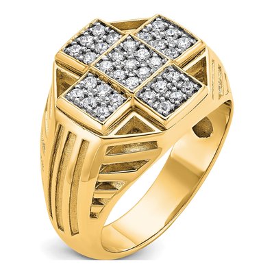 Men's 10K Yellow Gold Diamond Cross Ring Mounting – view 6