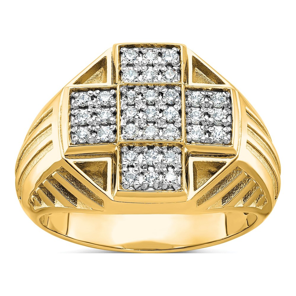 Men's 10K Yellow Gold Diamond Cross Ring Mounting