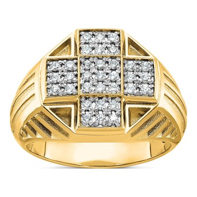 Men's 10K Yellow Gold Diamond Cross Ring Mounting