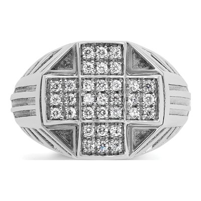 Men's 14K White Gold Diamond Cross Ring Mounting – view 6