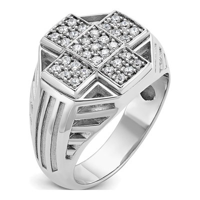 Men's 14K White Gold Diamond Cross Ring Mounting – view 8