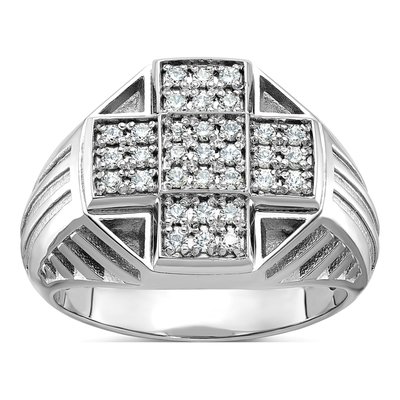Men's 14K White Gold Diamond Cross Ring Mounting