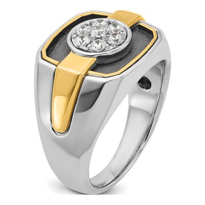 Men's 14K Two-Tone Gold Diamond Cluster Ring Mounting – view 8
