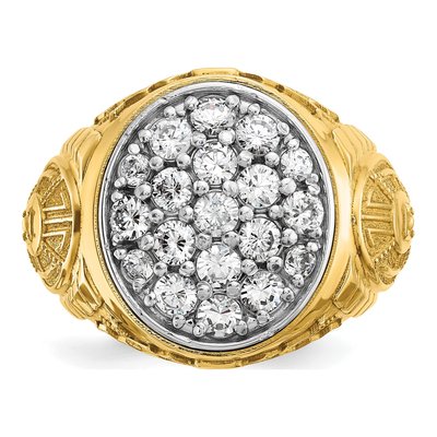 Men's 10K Two-Tone Gold Oval Cluster Ring Mounting – view 6