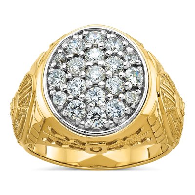 Men's 10K Two-Tone Gold Oval Cluster Ring Mounting