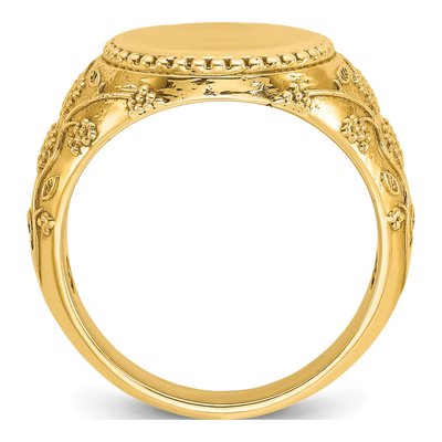 Men's 10K Yellow Gold Grapevine Signet Ring – view 2