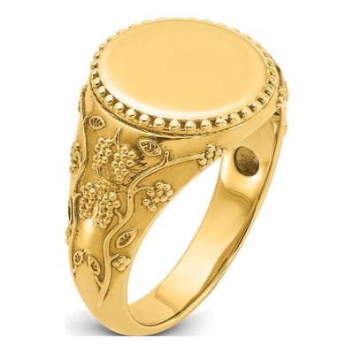Men's 10K Yellow Gold Grapevine Signet Ring – view 8