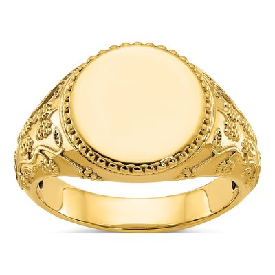 Men's 10K Yellow Gold Grapevine Signet Ring