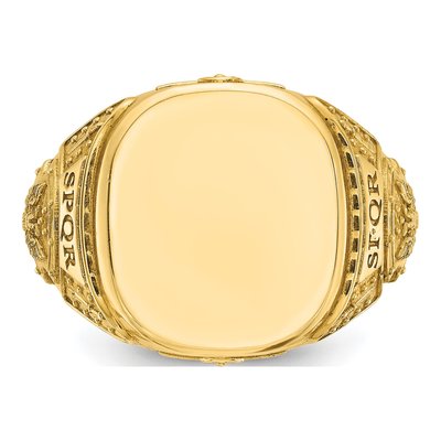 Men's 14K Yellow Gold Cushion Signet Ring – view 6