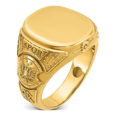 Men's 14K Yellow Gold Cushion Signet Ring – view 8
