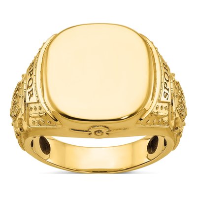 Men's 14K Yellow Gold Cushion Signet Ring