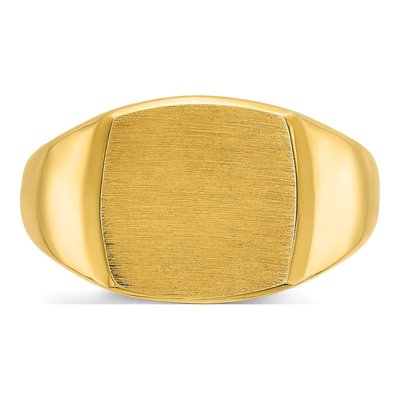 Men's 14K Yellow Gold Cushion Signet Ring – view 4