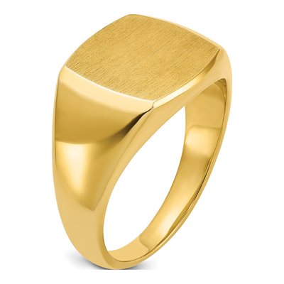 Men's 14K Yellow Gold Cushion Signet Ring – view 6